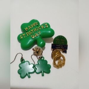 St Patricks Day Pin and Earring Lot Vintage